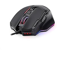 Redragon M801 Gaming Mouse LED RGB Backlit MMO 9 Programmable Buttons Mouse with Macro Recording Side Buttons Rapid Fire Button 16000 DPI for Windows PC Gamer