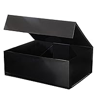 Moretoes Black Gift Box, 12x9x4.3 Inches Large Collapsible Gift Box with Magnetic Closure Lids (1 Pack)
