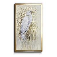 Renditions Gallery Wading I 16x28 inches Gold Framed Egret Bird Canvas Wall Art Animal Pictures Watercolor Prints for Bathroom, Living Room, Kitchen Wall Decoration