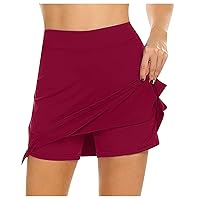 Skorts for Women UK Tennis Skirt Athletic Skirts Ladies Casual Skirts with Shorts Mini Skirts Womens Skorts for Summer Running Skorts Womens Golf Outfit Holiday Essentials Solid Lightweight Skorts