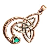 GWG Jewellery 18K Rose and White Gold Coated Double Celtic Trinity Knot with Coloured Heart Stone 2 Tone Pendant Necklace in Gift Box for Women