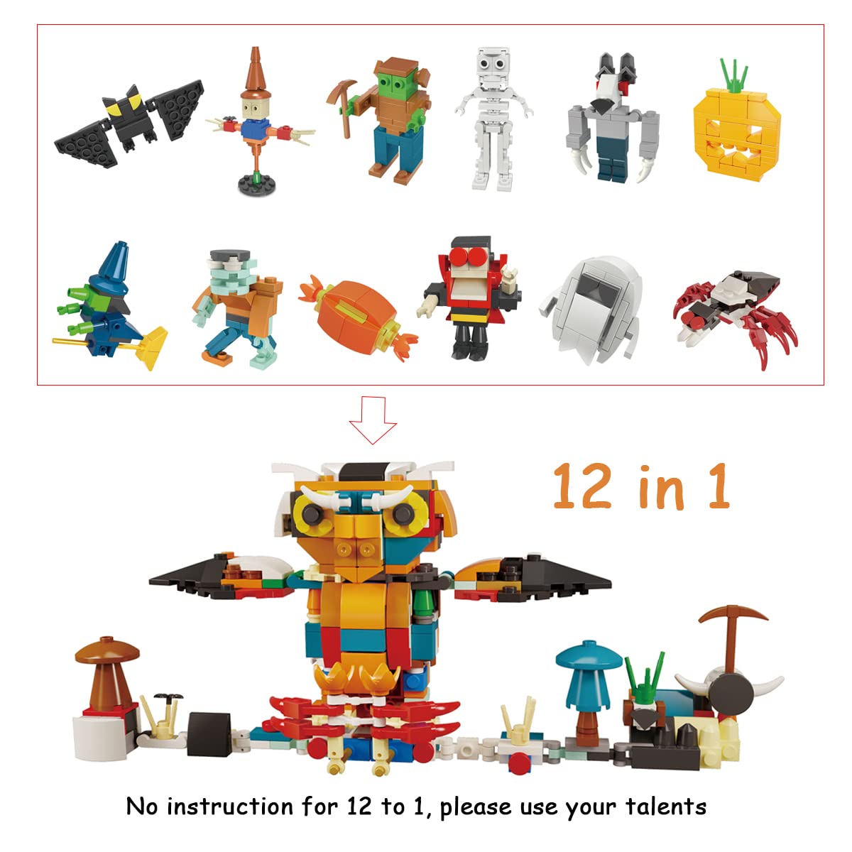 QINGQIU 24 Pack Halloween Mini Building Block Toys for Kids Boys Girls Halloween Party Favors Halloween Treat Bags Gifts