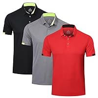 HUAKANG Pack of 3 Men's Short Sleeve Quick-Drying Breathable Tennis Polo Shirt Men's Summer Sports Golf T-Shirt