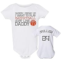Custom Basketball Onesie, WHEN I GROW UP, BASKETBALL LIKE DADDY (Name & Number On Back), Jersey Style Personalization