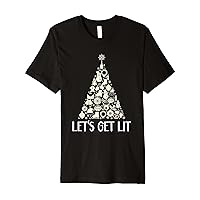 Lets Get Lit Christmas Tree Presents Gingerbread Snowman Premium T-Shirt