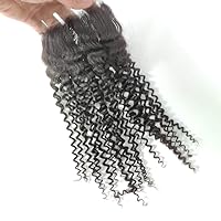 4X4 inch Free Part Kinky Curly Top Closure With Baby Hair 16 Inch 1B Virgin Remy Brazilian Human Hair Lace Closure Pieces