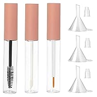 Empty Mascara Tube and Wand 3PCS 10ml Empty Lip Gloss Tubes Transparent Empty Eyeliner Tube with Rubber Inserts and Funnels for DIY Castor Oil Type 2 empty mascara tube
