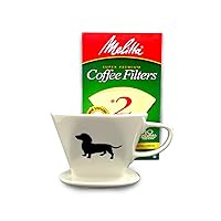 Dachshund Ceramic Coffee Pour Over or Dripper with Full Box of 40 Melitta Brown Size #2 Filters by Simply Charmed