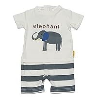 One-Piece Toddler Elephant Romper with a Back Zipper in White/Gray