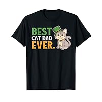 St Patricks Day Best Cat Dad Ever Leprechaun Hat Cat T-Shirt
