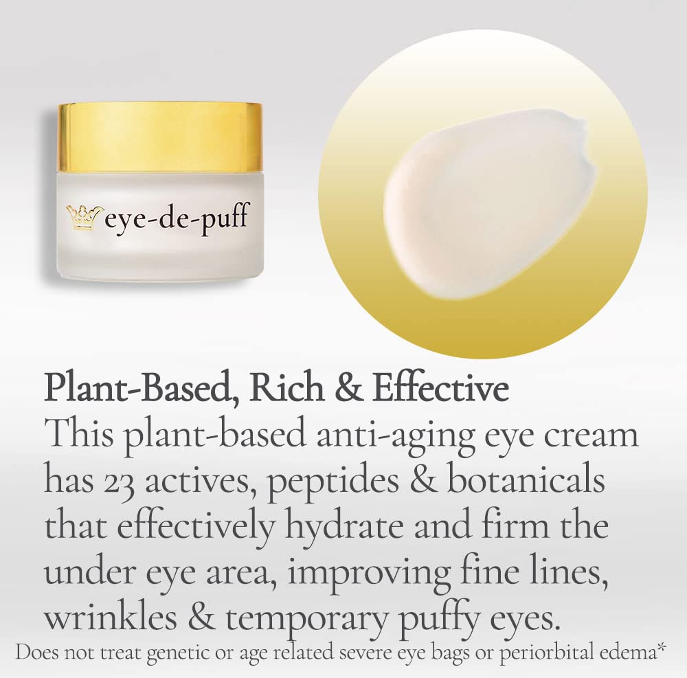 GUNILLA Eye-de-puff A23 -Concentrated Anti-Aging Eye Cream -23 Actives & Botanicals Hydrate & Help Reduce Fine Lines, Puffiness & Dark Circles. Natural - Peptides - Vegan (.5 oz)