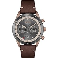 Multi Dial Quartz Watch for Men with Brown Leather Strap - 1513861, brown, Strap