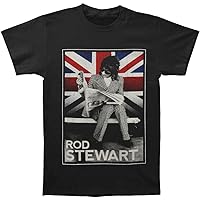 Rod Stewart Men's Plaid Union Jack 2014 Tour Slim Fit T-Shirt Medium Black