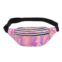 Holographic Waist Bag, Women'S Fashion One-Shoulder Messenger Bag, Pu Reflective Laser Waist Bag For Men And Women, Casual Bag Waist Bag, Waterproof Multi-Layer Outdoor Sports Bag (purple)