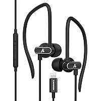Lightning Headphones iPhone Earbuds with Ear-Hook Sports Earphones for iPhone 14 13 12 11 Pro Max iPhone X XS Max XR MFi Certified with Mic Black