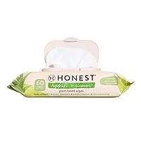The Honest Company Hydrate + Cleanse Naturally Scented Wipes | Cleansing Multi-Tasking Wipes | 99% Water, Plant-Based, Hypoallergenic | Aloe + Cucumber, 60 Count