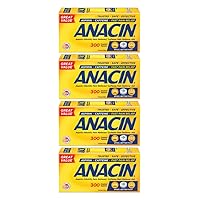 Anacin Fast Pain Relief Pain Reducer Aspirin Tablets, 300 Tablets, (Pack of 4)