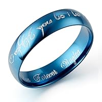 Gemini Custom Women's Dome Blue Anniversary Promise Wedding Titanium Ring width 4mm Valentine's Day Gift