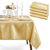 4 Pack Gold Satin Tablecloth, 58 x 102 Inches Rectangle Gold Table Cover,Smooth Fabric Gold Satin Table Cloths,Luxury Silk Tablecloth for Party Wedding Dining Banquet