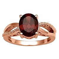 Solitaire 925 Sterling Silver 1.45 Ctw Red Garnet Stackable Rose Gold Ring