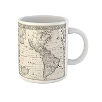 Coffee Mug Vintage 1626 Antique Map of North and South America 11 Oz Ceramic Tea Cup Mugs Best Gift Or Souvenir For Family Friends Coworkers