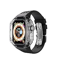 Fluororubber Modification Kit For Apple Watch Ultra 49mm Glacier Luxury Transparent Case For iWatch Series Ultra 49mm Sport Band