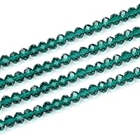 5 Strands Czech Faceted Rondelle Crystal Loose Beads 8mm Glass Spacer Emerald Green (330-340pcs) for Jewelry Craft Making CCR824