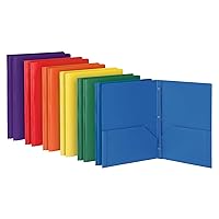 Oxford 2 Pocket Folders with Fasteners, Sturdy Plastic Folders, Letter Size, Asstd. Colors, (Blue, Green, Yellow, Orange, Red, Purple, 12 Pack (13188)
