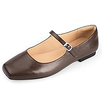 Women Mary Jane Shoes,Square Toe Flats Ballet Flats for Women, Comfortable Ankle Strap,Easy to take on and Off,Matched with Skirts, Dress,Jeans and More.