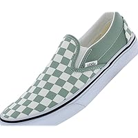 Vans Classic Slip-On Unisex Shoes Size 5, Color: Color Theory Checkerboard/Cloud White-Green