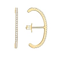 PAVOI 14K Gold Plated 925 Sterling Silver Post Minimalist Suspender Ear Cuff Earrings for Women | Wrap Earlobe Studs