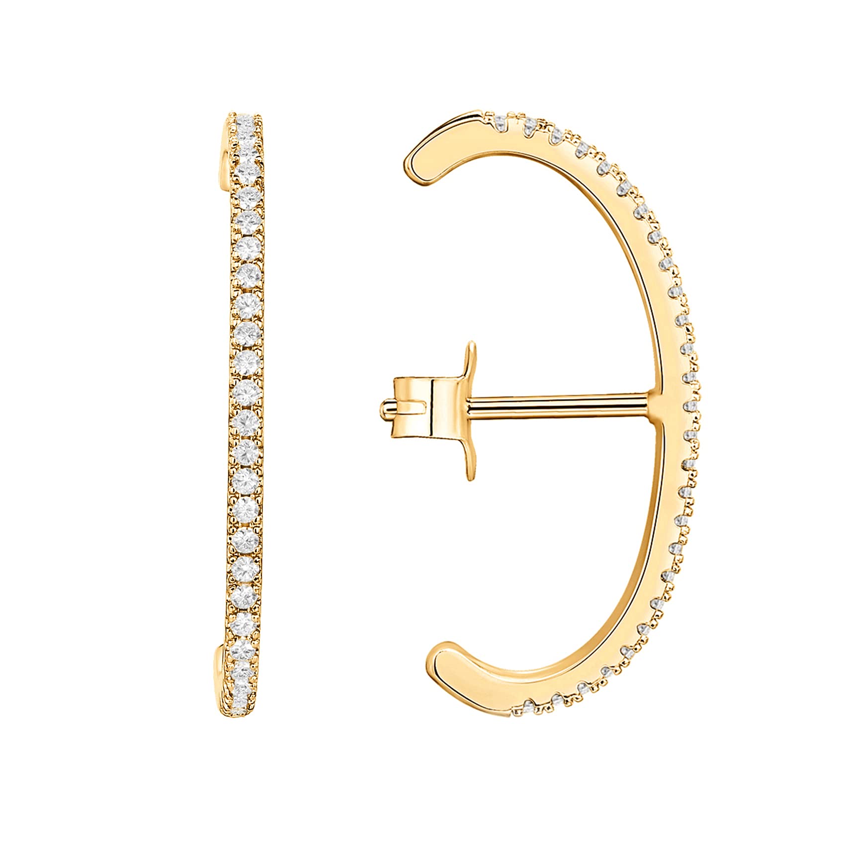 PAVOI 14K Gold Plated 925 Sterling Silver Post Minimalist Suspender Ear Cuff Earrings for Women | Wrap Earlobe Studs