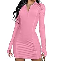 Womens Bodycon Dresses Casual Long Sleeve Sexy Party Club Mini Dress