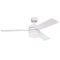 Westinghouse Lighting 72271 Modern 122 cm LED Ceiling Fan Alta Vista with Lighting and Remote Control, White Finish with Opal Frosted Glass