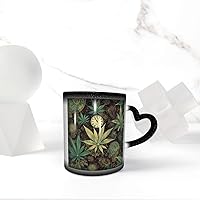 A Puff in Time Weed Marijuana Print Coffee Mug 13 oz Heat Sensitive Color Changing Mug Cute Ceramic Mug For Women Men