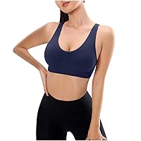 Sports Bras for Women, Cross Back Yoga Workout Bras, Crop Tank Tops with Built in Bra, Comfort Seamless Everyday Wear