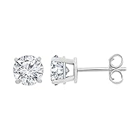 La4ve Diamonds 3.00 Carat Diamond, Prong-set, 14k White Gold Round-cut Solitaire Stud Earrings (J-K, I2) |Real Diamond Stud Earrings For Women | Gift Box Included