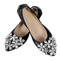 Women's Rhinestone Flats Sequins Wedding Shoes Comfort Pointed Toe Ballet Flat Shoe Low Heel Dress Shoes