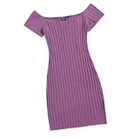 Dresses for Women Off Shoulder Bodycon Dress (Color : Mauve Purple, Size : Medium)