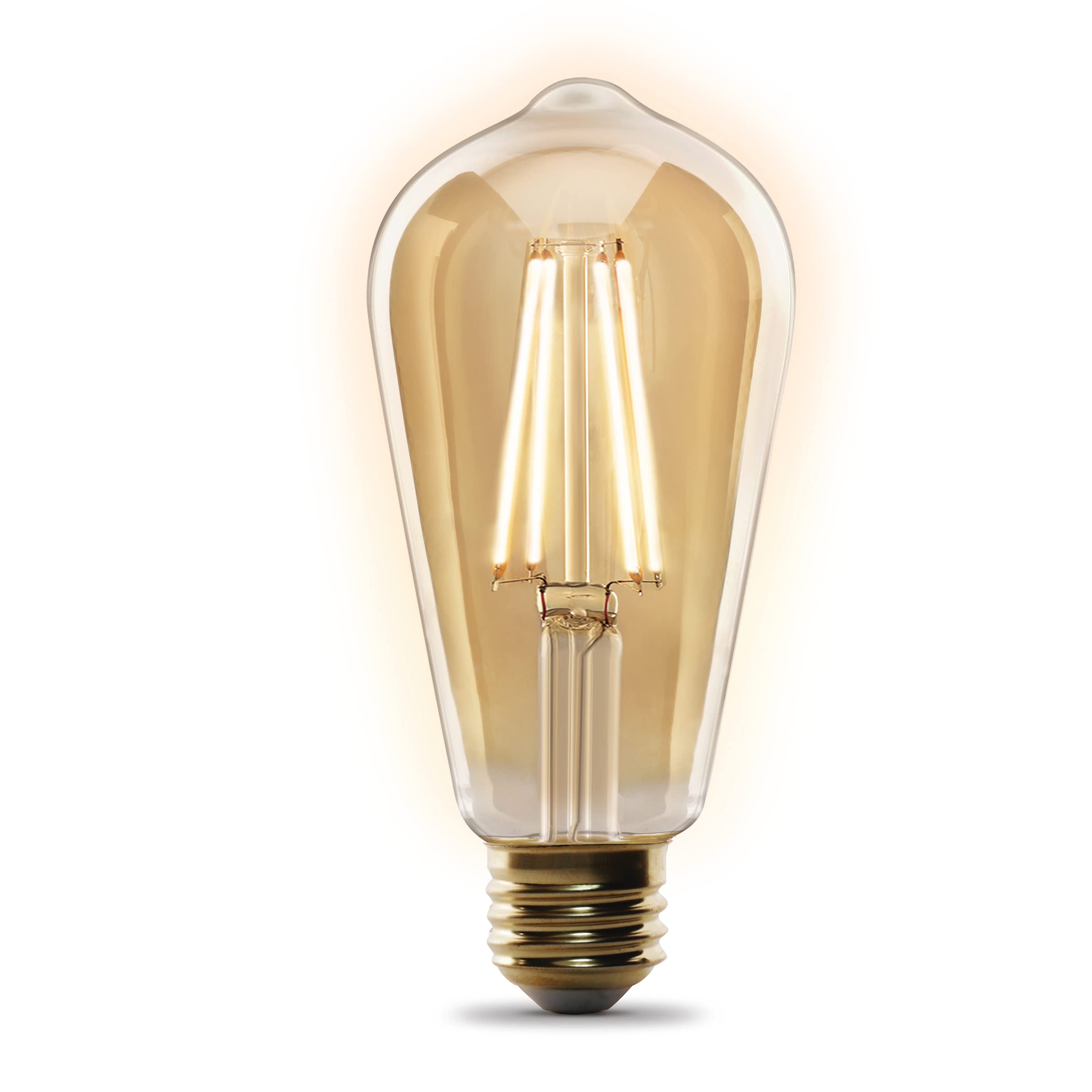 Feit Electric ST1960/FIL/AG 60 Watt Equivalent WiFi Dimmable, No Hub Required, Alexa or Google Assistant ST19 Edison Vintage LED Smart Light Bulb, Yellow, 5.4