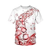 Men's T-Shirt 3D Digital Print Water Ice Cube Round Neck Half-Sleeve Teeshirt