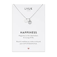 LUUK LIFESTYLE NEW Stainless steel necklaces with coloured glass crystal pendant and HAPPINESS card, women's jewellery with a modern minimalist design, gift idea, Valentine’s Day, gold and silver