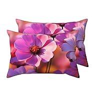 2 Pack Queen Size Pillow Cases with Envelope Closure Pink Summer Flowers Pillow Cover 20x30 Inches Soft Breathable Pillowcase for Hair and Skin, Sleeping Gift