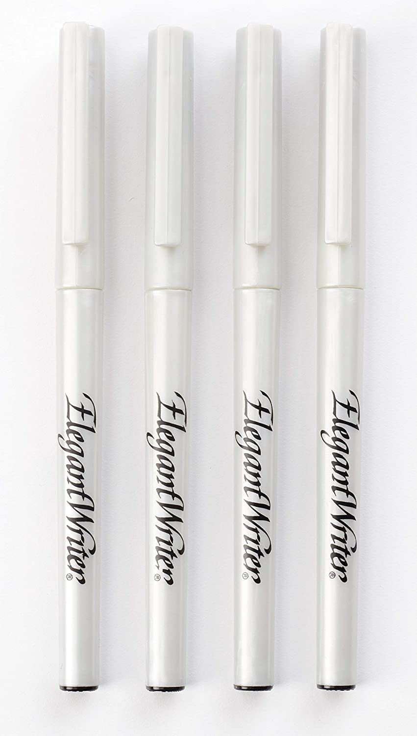 Speedball Elegant Writer Calligraphy 4 Marker Set, Black, 2.0 mm, 2.5 mm & 3.0 mm Chisel Nib Tip Pens for Drawing, Journaling, and Scrapbooking