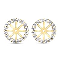 Round Lab Created Moissanite Diamond Women's Earring Jackets For 7MM Round Shape Studs In 14k Gold Over 925 Sterling Silver (VVS1 Clarity, 0.40 Ctw), Mother's Day Gift For Her