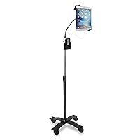 Gooseneck Floor Stand – CTA’s Compact, Adjustable Gooseneck with Swivel Casters for iPad 7th/ 8th/ 9th Gen 10.2”, iPad Air 4, 12.9”, Surface Pro, Zebra & Other 7-13” Tablets (PAD-CGS)