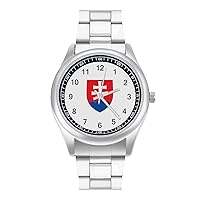 Slovakia Flag Custom Watch Stainless Steel Wristwatch with Easy Read Dial for Women Men Fashion Gift