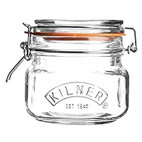 Kilner Square Clip Top Jar, Durable Glass Container with Airtight Seal for Home-canning, Preserving, and Storing, 17-Fluid Ounces