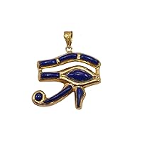 Egyptian jewelry pendant Eye of Horus 18K yellow Gold Pharaonic Lapis Lazuli gemstone 3.5 Gr handmade in egypt
