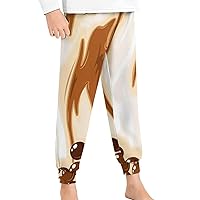 Bubble Tea in Brown Sugar Milk Tea Youth Pajama Pants Elastic Waist Pajama Bottoms Lounge Pants Sleepwear PJ Bottoms
